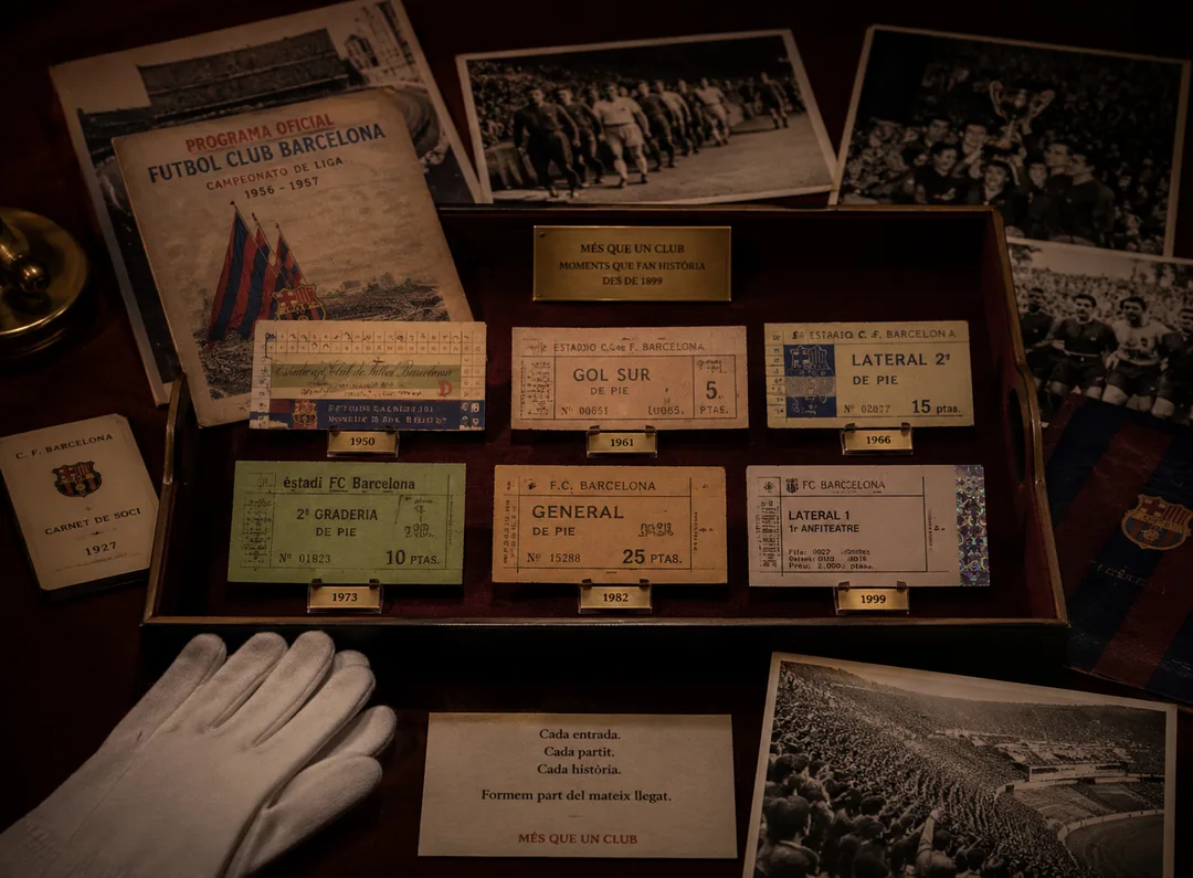 Concept render of historic tickets and photographs presented to guests